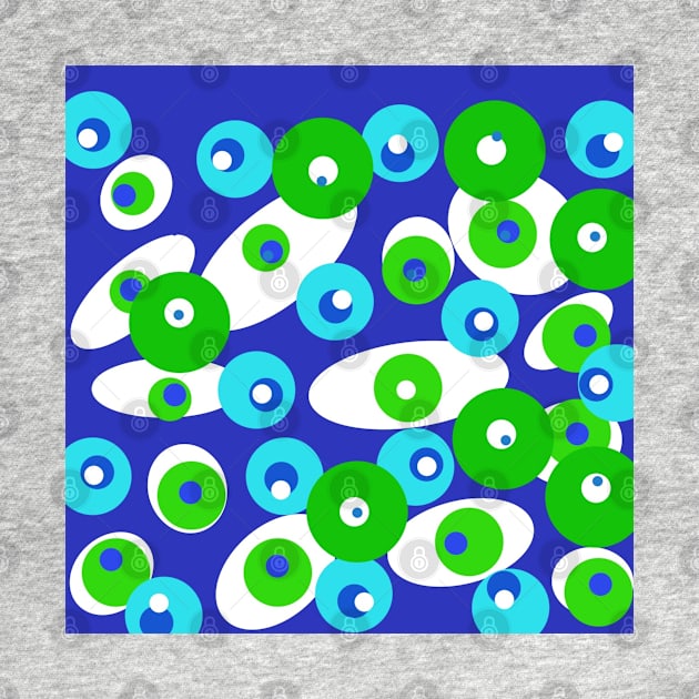 Ode to Summer - abstract in Blues and Greens and White by Krusty